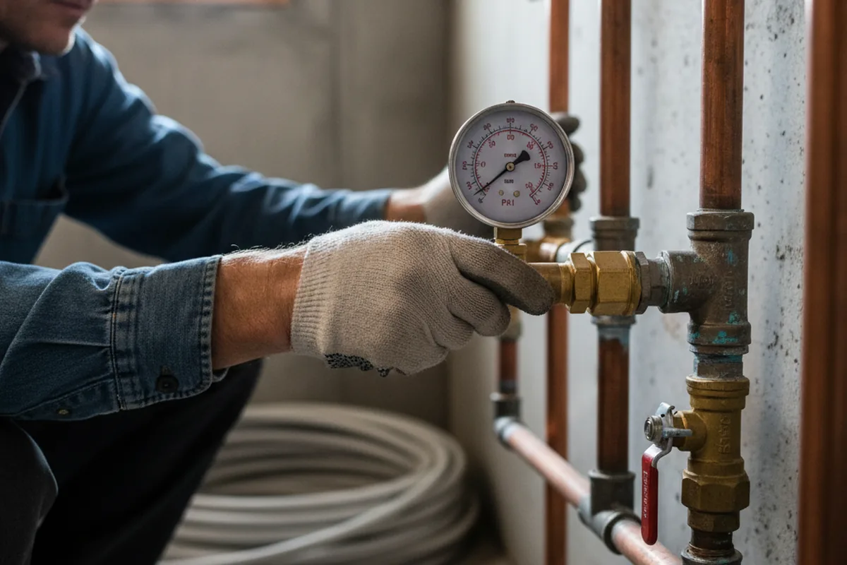 Pressure testing a repaired line during Water Line Repair in Beaver